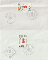 ENV 85 . 1er Jour . 57 . Metz . 2 Enveloppes Identiques .Don Du Sang . 09 04 1988 . TP N° 2528 . - Commemorative Postmarks