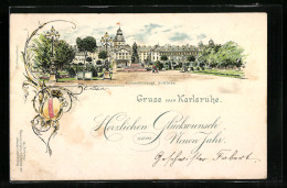 Lithographie Karlsruhe, Grossherzogliches Schloss  - Karlsruhe