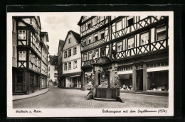 AK Wertheim A. Main, Rathausgasse Mit Dem Engelbrunnen  - Wertheim