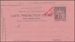 Frankreich Rohrpost-Kartenbrief RK 20h Aufdruck 60 Auf 1 Fr., Ungebraucht ** - Autres & Non Classés