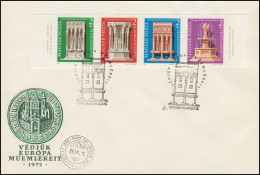 1975 Ungarn 3060/3063B Denkmalschutzjahr, Satz Viererstreifen Ungezähnt Auf FDC - Idées Européennes