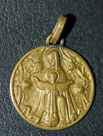 Pendentif Médaille Religieuse Bronze "Vierge à L'Enfant" Graveur: Fernand Py - Religious Medal - Religion & Esotericism