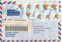 Brazil Registered Air Mail Cover Sent To Germany 21-3-1996 Topic Stamps BIRDS (some Of The Stamps Are Damaged) - Airmail