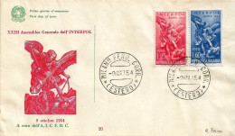 Fdc AICFDC: INTERPOL 1954 No Viaggiata, Annullo  Milano - FDC