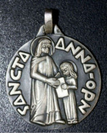 Médaille Religieuse Bronze Argenté "Sainte Anne Et Marie" Graveur: Fernand Py - Religious Medal - Godsdienst & Esoterisme