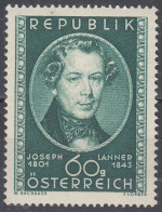 AUSTRIA 1951, JOSEPH LANNER-COMPOSER, COMPLETE MNH STAMP With GOOD QUALITY, *** - Neufs