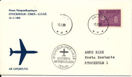 Sweden First AB Linjeflyg Airmail Nightflight Stockholm - Umea - Lulea 13-5-1968 - Cartas & Documentos