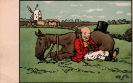 Illustration Non Signée: Cavalier épuisé Et Son Cheval Devant Un Moulin - Edition M.M. Vienne, Carte N° 204 Non Circulée - 1900-1949