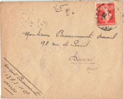 SEMEUSE10C SURCHARGE FM SUR LETTRE 43eme REGIMENT INFANTERIE ARRAS POUR DOUAI - Covers & Documents