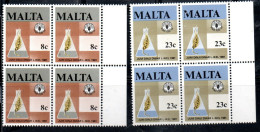 MALTA 1981 WORLD FOOD DAY GIORNATA MONDIALE DELL'ALIMENTAZIONE COMPLETE SET SERIE COMPLETA BLOCK QUARTINA MNH - Malte