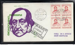 Italia FDC Venetia 1968 Rossini Quartina Viaggiata Racc. Per L'Italia - FDC