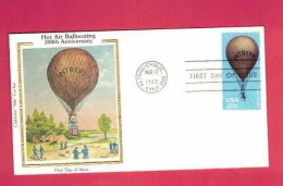 FDC Des USA EUAN De 1983 - YT N° 1464 - Ballon à Air Chaud " Intrépide "- Guerre De Sécession - Airships