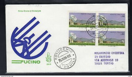 Italia FDC Venetia 1968 Fucino Quartina Viaggiata  Per L'Italia 868 - FDC