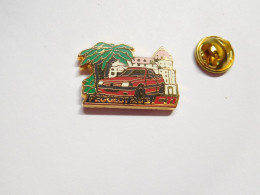 Beau Pin's En Zamac , Auto Peugeot 205 CTI , Palmier , Signé Hélium - Peugeot