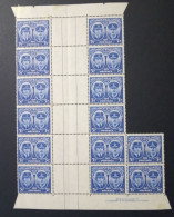 1945 3 1/2d Ultramarine SG 210 BW 234 Gutter Sheet 14 Stamps - Ungebraucht