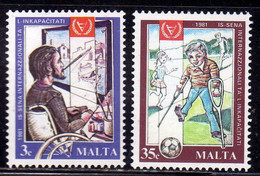 MALTA 1981 INTERNATIONAL YEAR OF DISABLED ANNO INTERNAZIONALE DEL DISABILE COMPLETE SET SERIE COMPLETA MNH - Malta