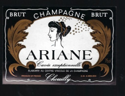 Etiquette Champagne Brut Cuvée Exceptionnelle Ariane Centre Vinicole  Chouilly  Marne 51 " Visage Femme" - Champagner