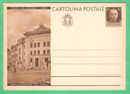 REGNO D'ITALIA 1932 CARTOLINA POSTALE VEIII OPERE DEL REGIME ROMA SCUOLA ELEMENTARE 30 C Bruno (FILAGRANO C72-20) NUOVA - Postwaardestukken