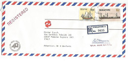Singapore Airmail CV19jul1984 With Ships & Boats  $.2 Oil Tanker  + C.10 Junk - Registered - Singapore (1959-...)