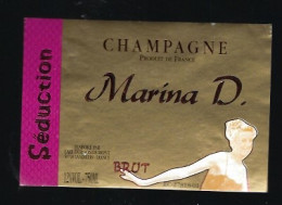 Etiquette Champagne  Brut Séduction Marina D  Durdon-Dumont Vandieres Marne 51 "Femme" - Champagner