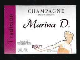 Etiquette Champagne  Brut Tradition Marina D  Durdon-Dumont Vandieres Marne 51 "Femme" - Champagne