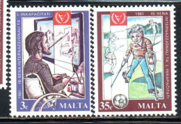 MALTA 1981 INTERNATIONAL YEAR OF DISABLED ANNO INTERNAZIONALE DEL DISABILE COMPLETE SET SERIE COMPLETA MNH - Malta