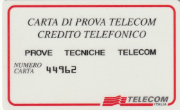 CARTA DI PROVA TELECOM CREDITO TELEFONICO  (CZ1432 - Tests & Services