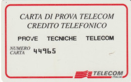 CARTA DI PROVA TELECOM CREDITO TELEFONICO  (CZ1430 - Tests & Services