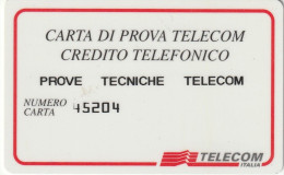 CARTA DI PROVA TELECOM CREDITO TELEFONICO  (CZ1428 - Tests & Services