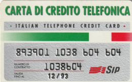 CARTA DI CREDITO TELEFONICA SIP 12/93  (CZ1046 - Usages Spéciaux