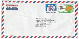 Singapore Airmail CV 24sep1986 With Youth Year C$.1 + Submarine Cable C.50 - Singapour (1959-...)