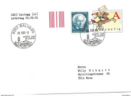 413 - 63 -  Entier Postal Avec Affranchissement Complémentaire - Dernier Jour Du Bureau De Baldegg 2001 - Marcophilie