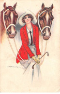 Illustrateur - N°81024 - Nanni - Jeune Femme Entre Deux Chevaux - Carte Vendue En L'état - Nanni