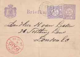 Briefkaart  23 Nov 1879 Oude Pekela (tweeletter Stempel) Naar Londen - Marcofilia