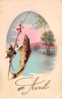 1er Avril - N°81420 - Poisson Accroché à L'Hameçon Au Bout D'une Canne à Pêche - 1° Aprile (pesce Di Aprile)