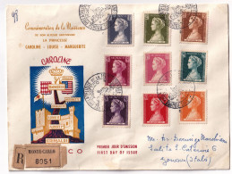 Lettre Recommandée 1957 Monaco Naissance Princesse Caroline De Monaco Monte Carlo Grimaldi Stamp Grace Kelly - Storia Postale