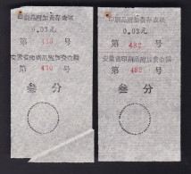 CHINA CHINE CINA ANHUI  ADDED CHARGE LABEL (ACL)  0.03 YUAN  X 2 VARIETY - Sonstige & Ohne Zuordnung