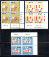 MALTA 1981 CHRISTMAS NATALE NOEL WEIHNACHTEN NAVIDAD NATAL COMPLETE SET SERIE COMPLETA BLOCK QUARTINA MNH - Malta