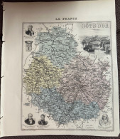 Gravure 19 ème.  Atlas Migeon  1874 CARTE DU DÉPARTEMENT  "Côte D'Or 21---( Prix Très Bas, Cause Retraite ) - Geographical Maps