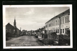 AK Göpfritz A. D. Wild, Strassenpartie Und Volksschule  - Autres & Non Classés