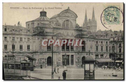 CPA Angers Place Du Ralliement Le Grand Theatre Tramway - Théâtre