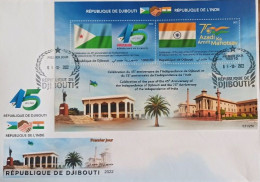 Djibouti 2022, Anniversary Of The Independence Of India And Djibouti, BF In FDC 20€ - Gibuti (1977-...)