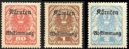 CARINTHIE 1920 - Plébiscite Avec Surcharge  Karnten Abstimmung - CA 10 à 12 - NEUFS* - Ungebraucht