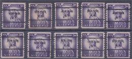 Etats Unis Timbres Préoblitérés New York Lot De 10 Statue De La Liberté N° 581 3c Violet - Preobliterati