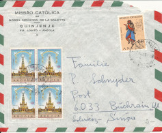 Portuguese Angola Air Mail Cover Sent To Switzerland 26-6-1968 Good Franked The Right Top Corner Of The Cover Is Missing - Angola