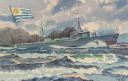 Uruguay Warship " Paysandu " Cuban Advert For La Estrella Chocolate  Signed Lillo Art Card - Uruguay