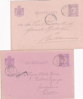 Briefkaarten 1886 En 1891 Gorinchem  (kleinrond) Naar Beetsterzwaag En Leiden - Poststempels/ Marcofilie