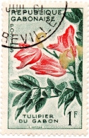 GABON, FLORA, FIORI, FLOWERS, 1 Fr., 1961, FRANCOBOLLI USATI Mi:GA 161, Scott:GA 155, Yt:GA 154 - Usati