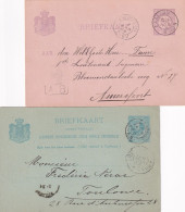 Briefkaarten 1890 En 1894 Zaandam (kleinrond) Naar Amersfoort En Toulose - Poststempels/ Marcofilie