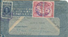 VENEZUELA  LETTRE PAR AVION 177.5c VALENCIA  POUR PARIS  DE 1938  LETTRE COVERP - Venezuela